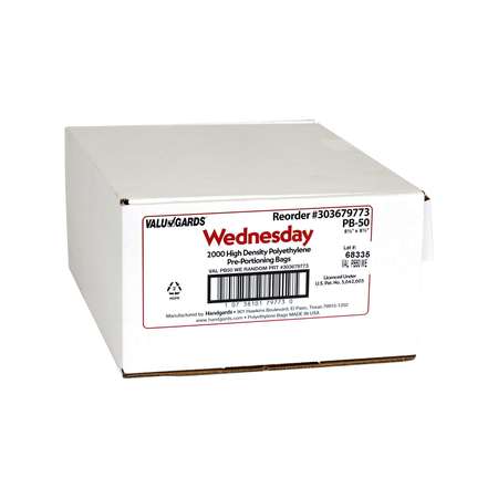 VALUGARDS Bag High Density Saddle Preportion Bag Printed Wednesday Red, PK2000 303679773